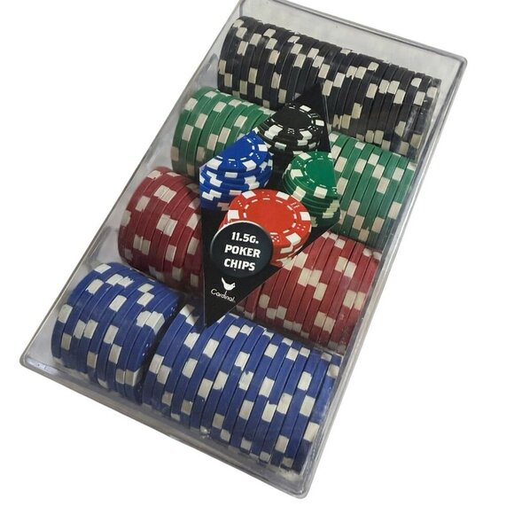 Pokers Chip Set Las Vegas Style Stackable Tray Dual Toned Poker Chips 100 Chips - Picture 2 of 4